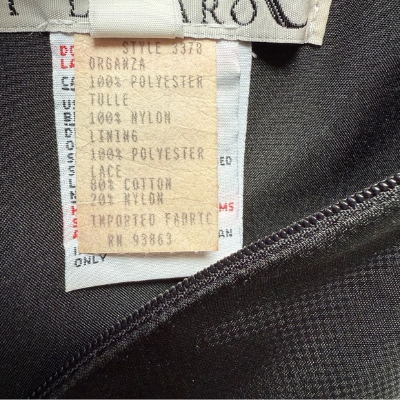 NOIR by Lazaro Black Chantilly Lace Silk Organza Formal Evening Gown Size 12 - Picture 11 of 16